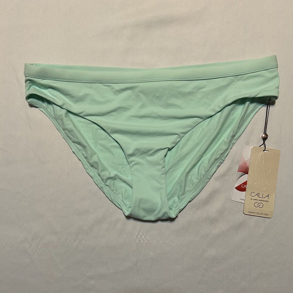 Calia Core Mid-Rise Bikini Swim Bottom Women's Large Mid-Rise Brook Green NWT